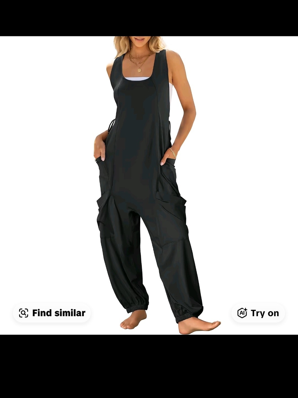 Women’s Black Relaxed Cargo Jumpsuit